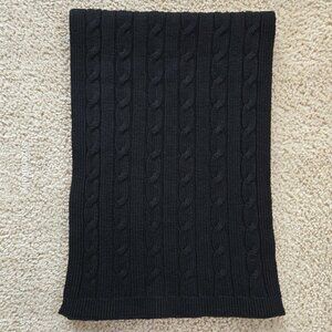 Brooks Brothers 346 WOOL Cable Knit Scarf Black Soft